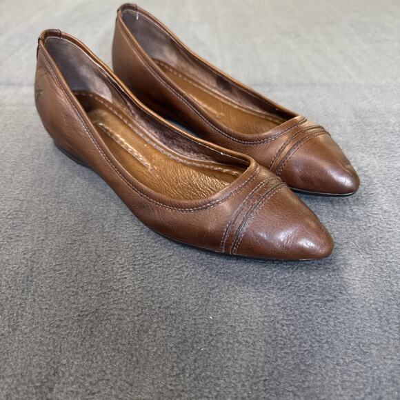 Frye Alicia Brown Leather Pointed Toe Ballet Flats Size 7.5 - Picture 1 of 9